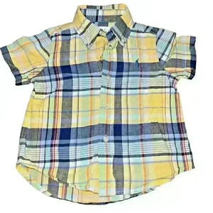 Ralph Lauren Polo Size 12 Mo. toddler short-sleeve plaid button-down shirt‎